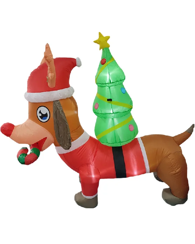 LED Christmas Dog with Tree Lawn Inflatable 1.5m