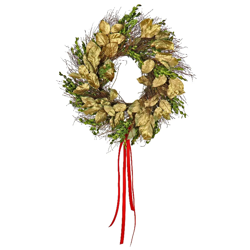 22 in. Boxwood Holiday Decorated Wreath