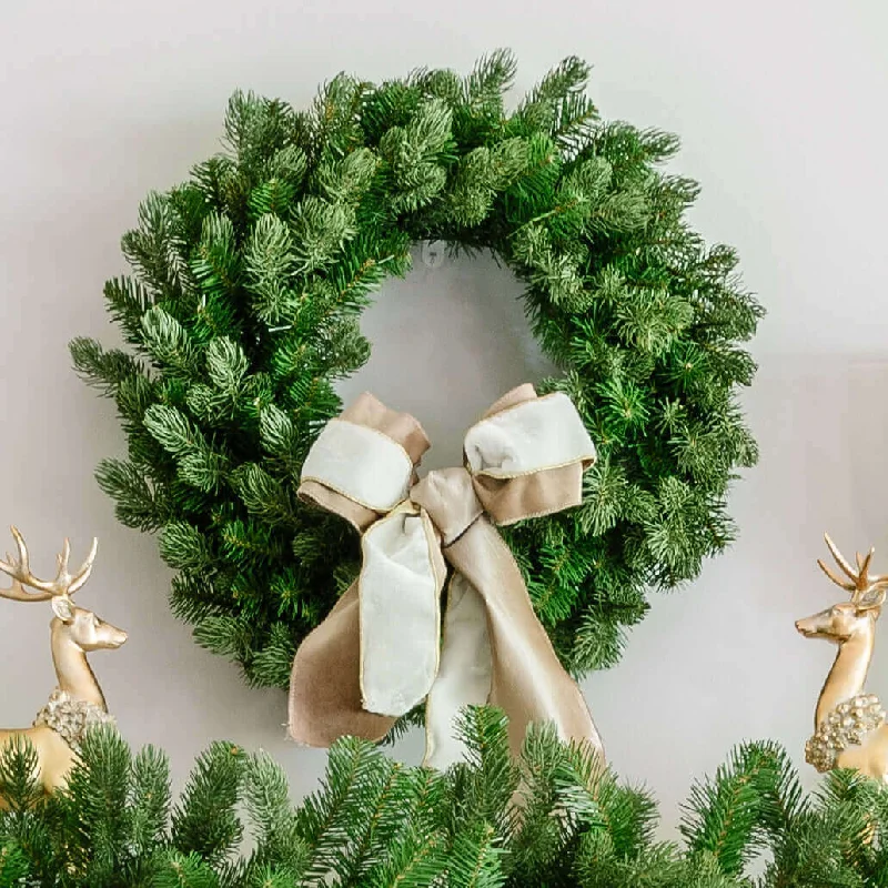 24" Cypress Spruce Wreath with Warm White LED Lights (Battery Operated)