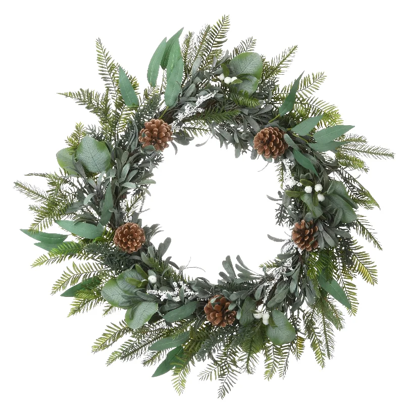 24 in. Mixed Leaf Christmas Wreath