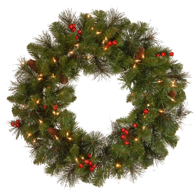 24 in. Pre-Lit Crestwood Spruce Wreath with Twinkly LED Lights