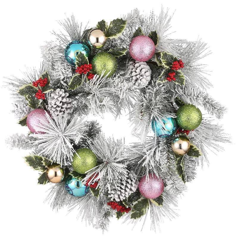 27 in. Snowy Pine Decorated Wreath