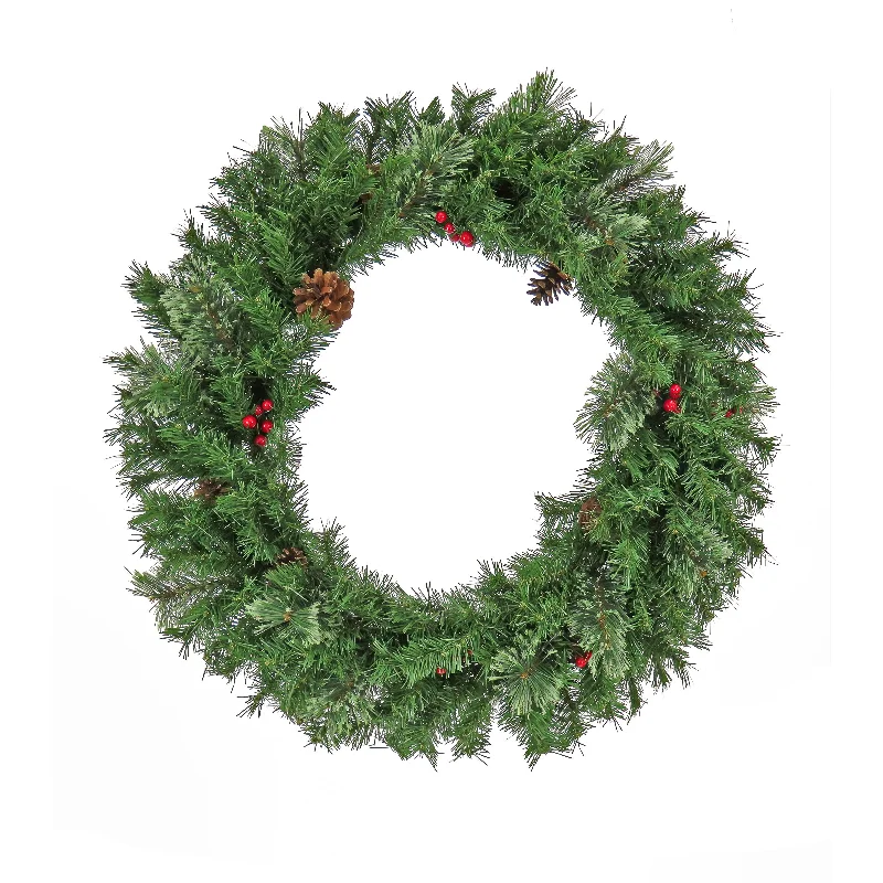 30 in. Cashmere Wreath with Pinecones and Red Berries