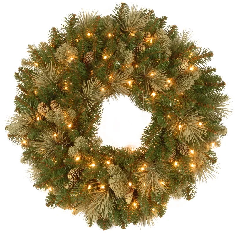 30 in. Pre-Lit Carolina Pine Wreath with Clear Lights