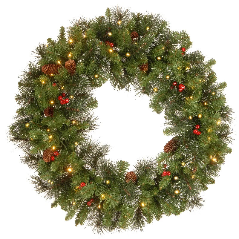 30 in. Pre-Lit Crestwood Spruce Wreath with Clear Lights