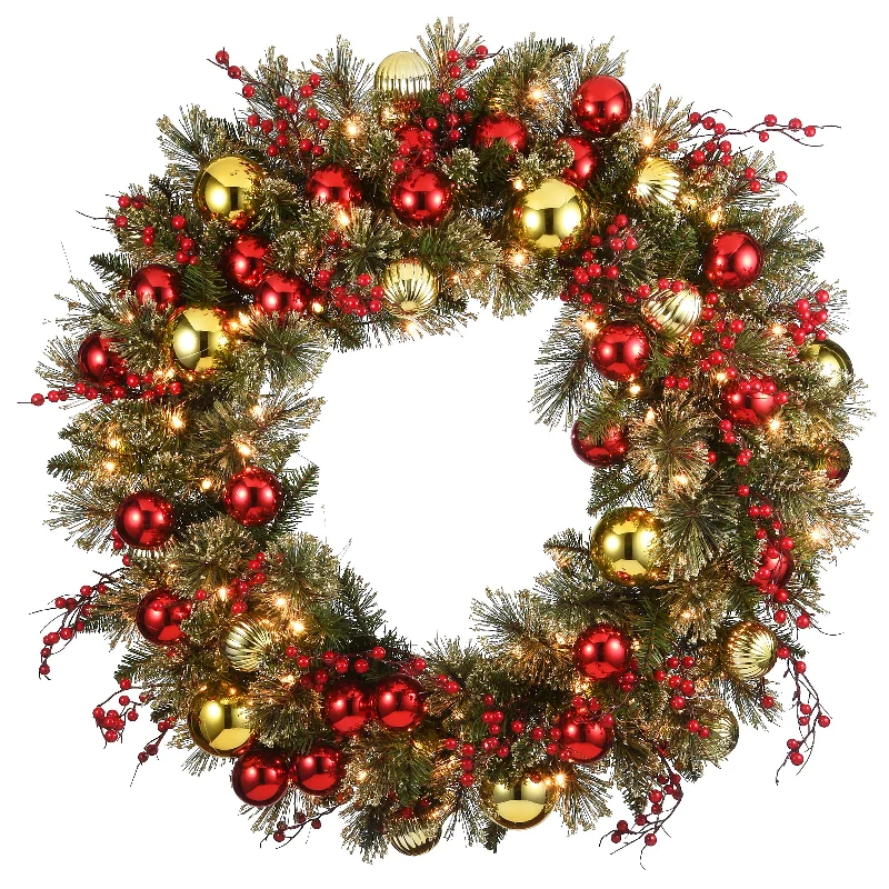 30 in. Pre-Lit Dakota Pine Wreath with Clear Lights