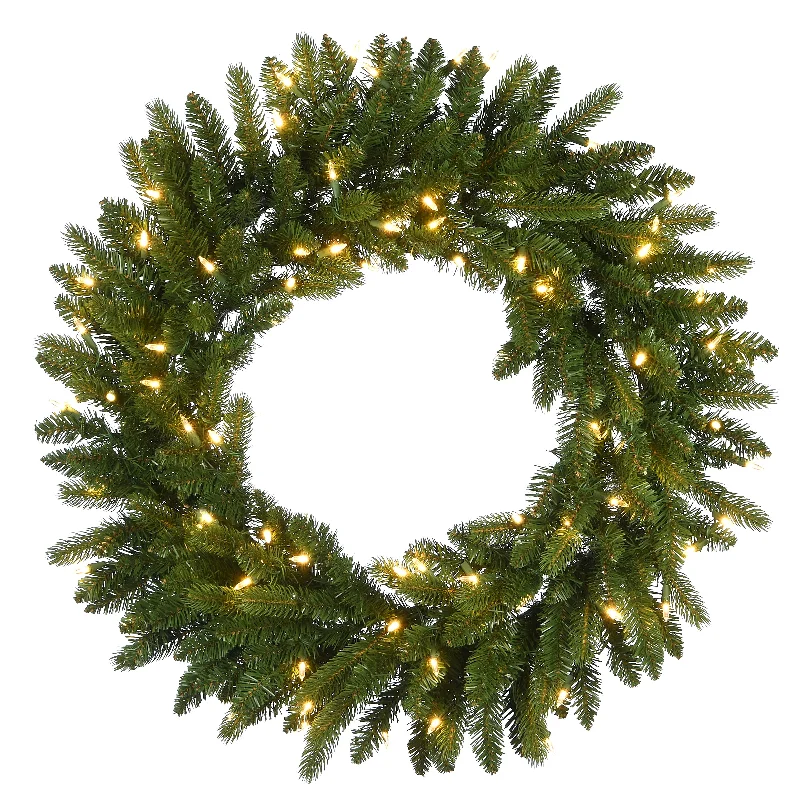 30 in. Pre-Lit Grande Fir Wreath with Warm White LED Lights