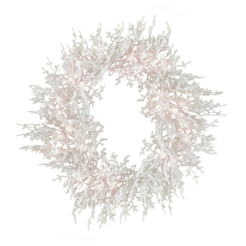 30 in. Pre-Lit  HGTV Home Collection Christmas by the Sea Coral Wreath