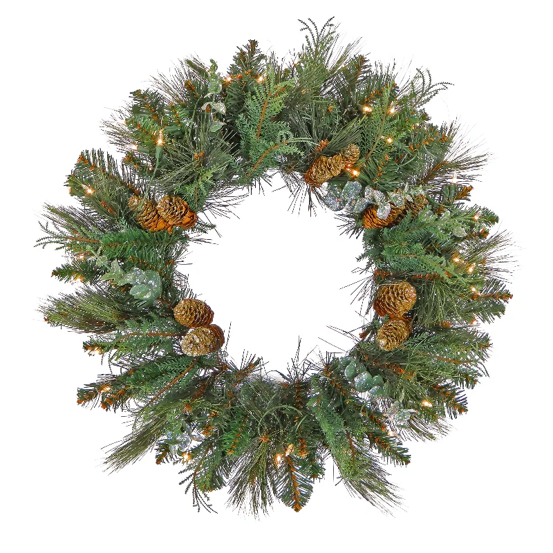 30 in. Pre-Lit North Conway Wreath with Clear Lights