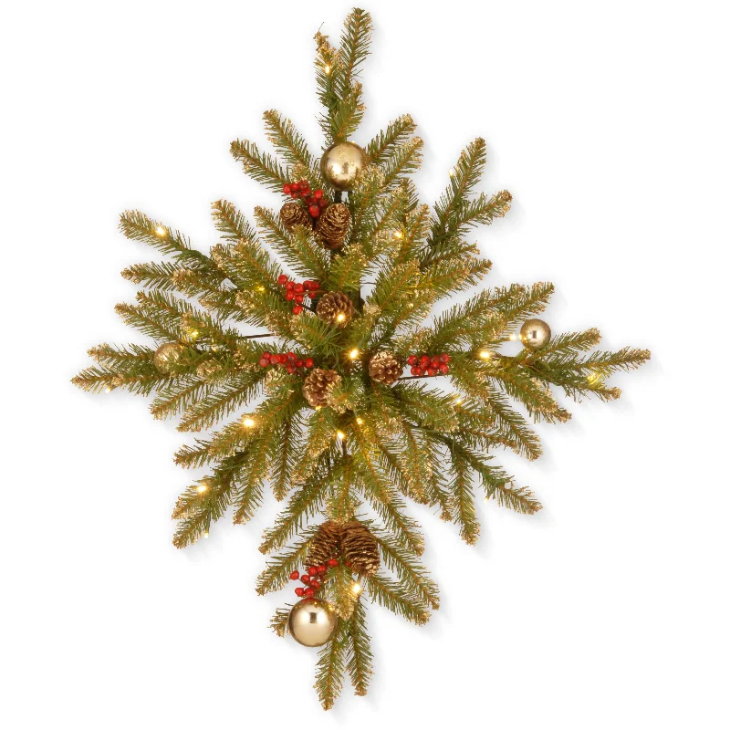 32 in. Pre-Lit Glittery Gold Dunhill Fir Bethlehem Star with LED Lights