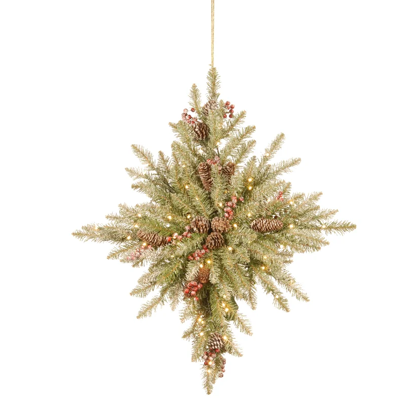 32 in. Pre-Lit Snowy Dunhill Fir Bethlehem Star Wreath with LED Lights