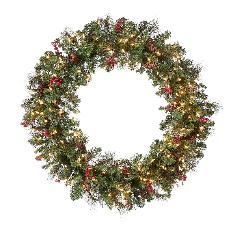 36 in. Pre-Lit Crestwood Spruce Wreath with Clear Lights