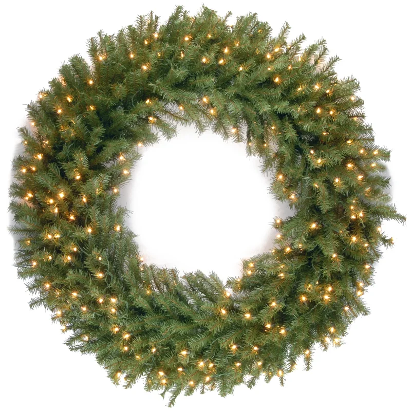 48 in. Pre-Lit Norwood Fir Wreath with Warm White LED Lights