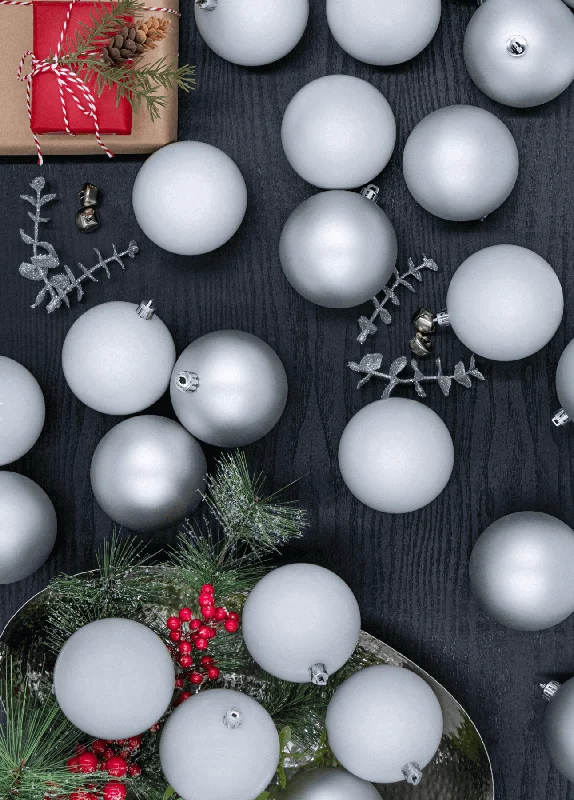 White Shatterproof Ornaments (48 Pack)