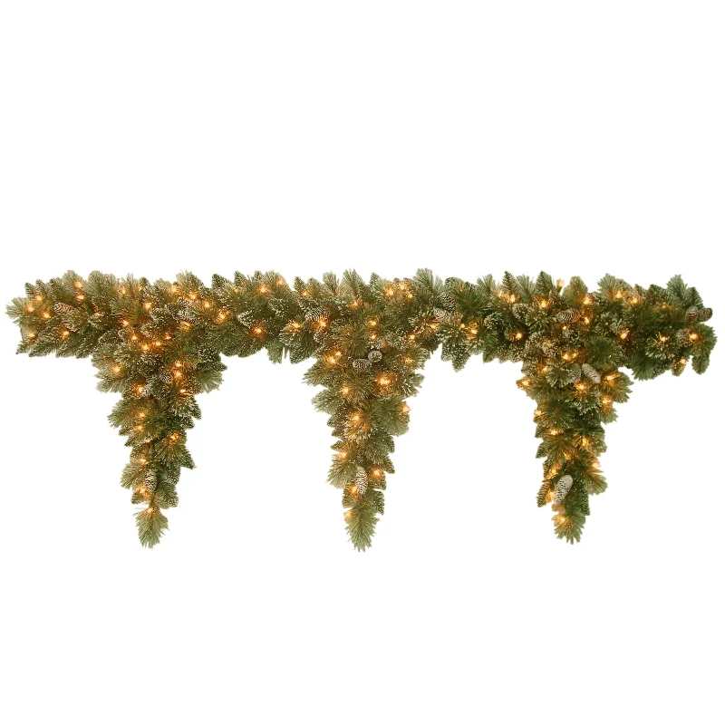 6 ft. Pre-Lit Glittery Bristle Teardrop Garland with Clear Lights