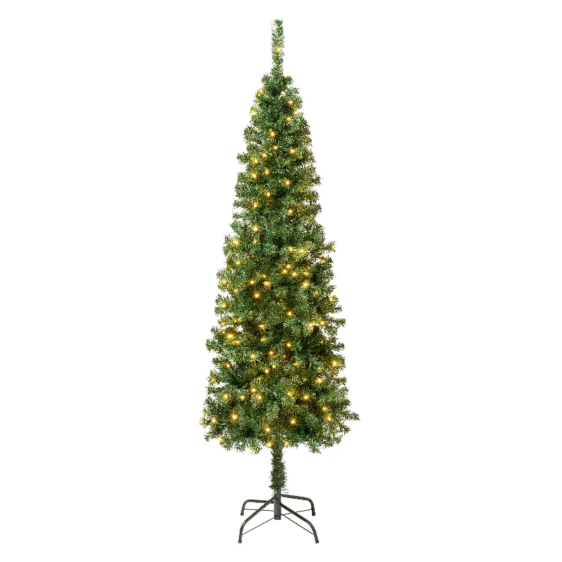 6 ft. Pre-Lit Linden Spruce Slim Tree with Warm White LED Lights