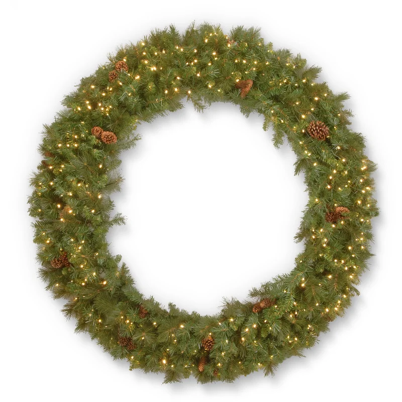 60 in.Pre-Lit Garwood Spruce Wreath with Warm White LED Lights