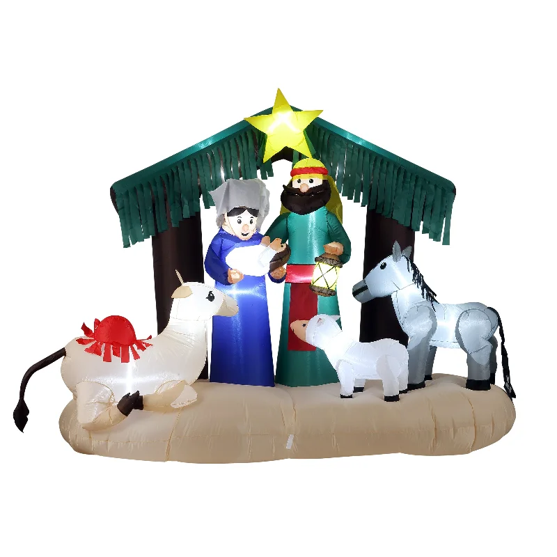 Inflatable Nativity Scene, LED Lights, Plug In, Christmas Collection, 65 Feet