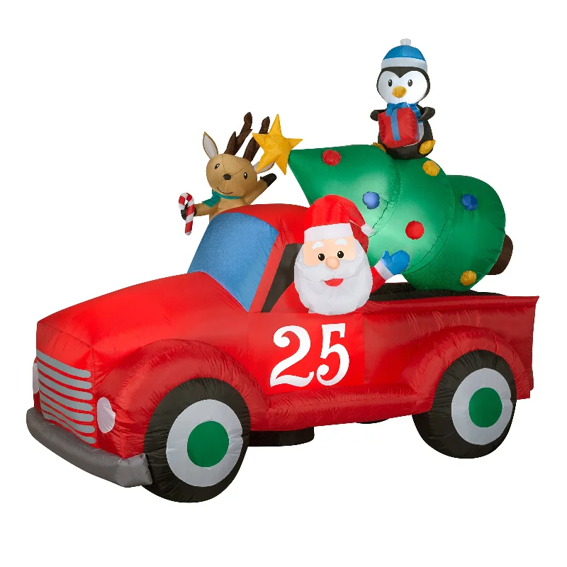 Inflatable Santa in Vintage Pickup Truck, LED Lights, Plug In, Christmas Collection, 8 Feet