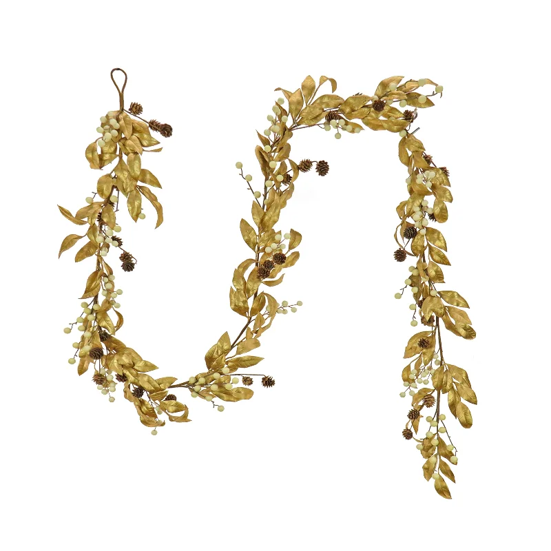 9 ft. HGTV Home Collection Metallic Gold Laurel Garland