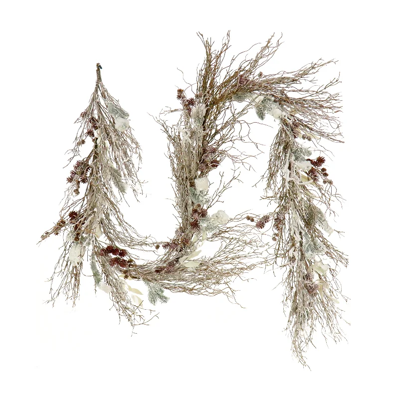 9 ft. Pre-Lit Alpine Snowy Garland with LED Lights