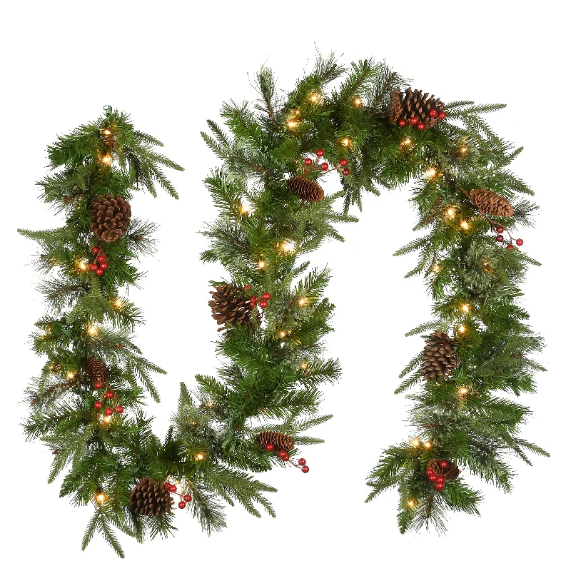 9 ft. Pre-Lit Colonial Fir Garland with Clear Lights