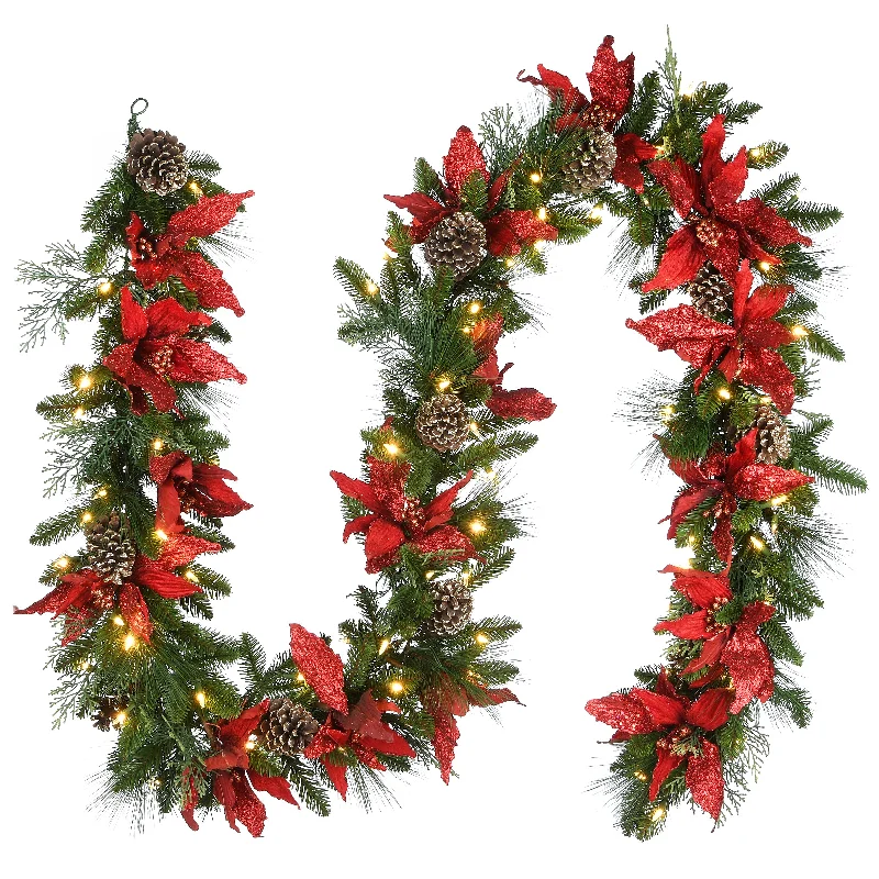 9 ft. Pre-Lit Decorative Collection Garland with Clear Lights