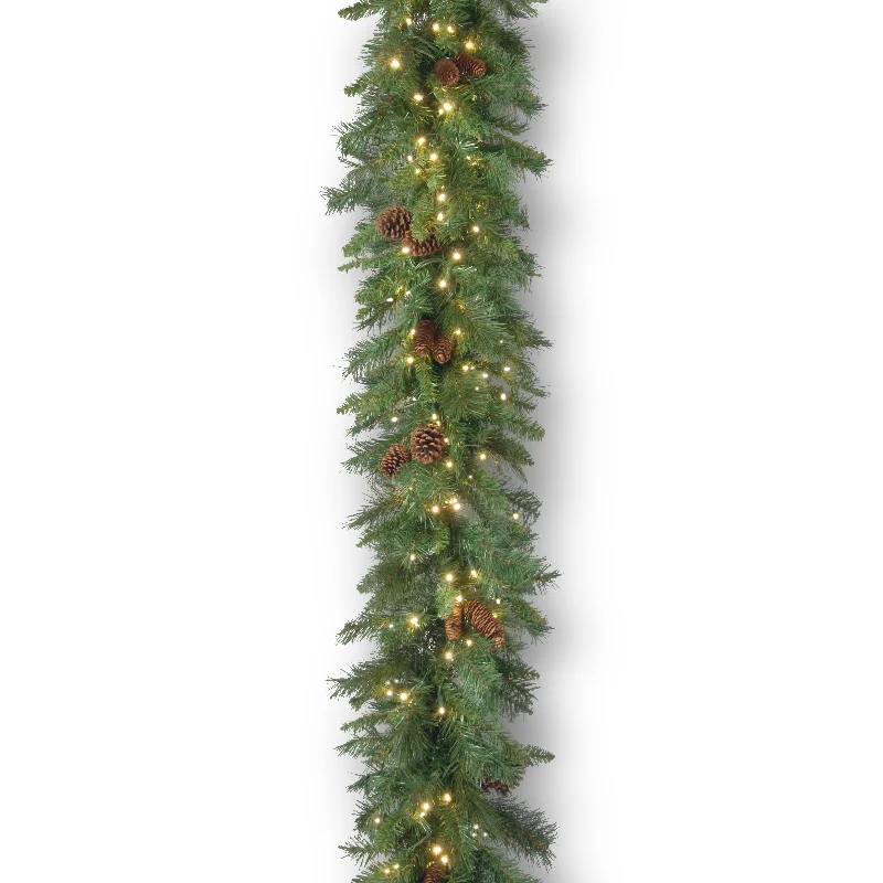 9 ft. Pre-Lit Garwood Spruce Garland with Warm White LED Lights - 24 in Diameter