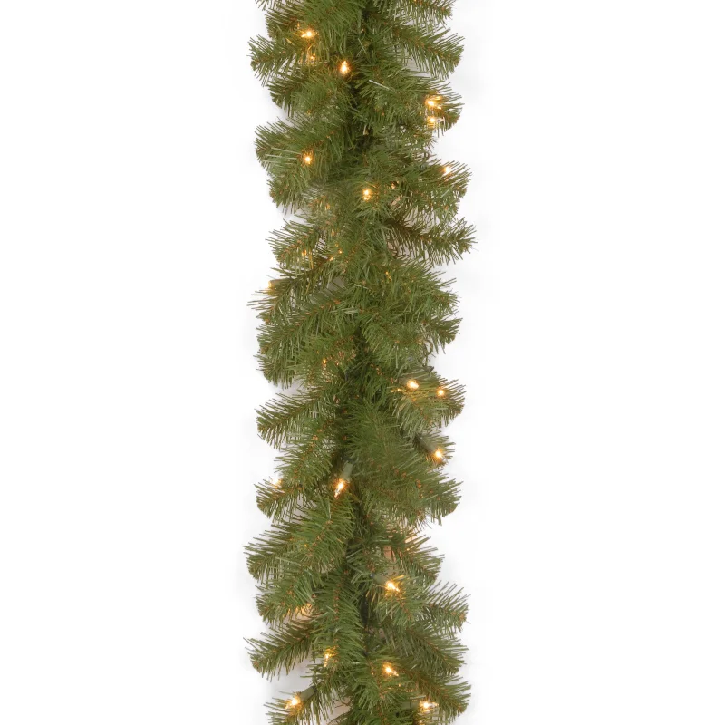 9 ft. Pre-Lit North Valley Spruce Garland with Dual Color LED Lights