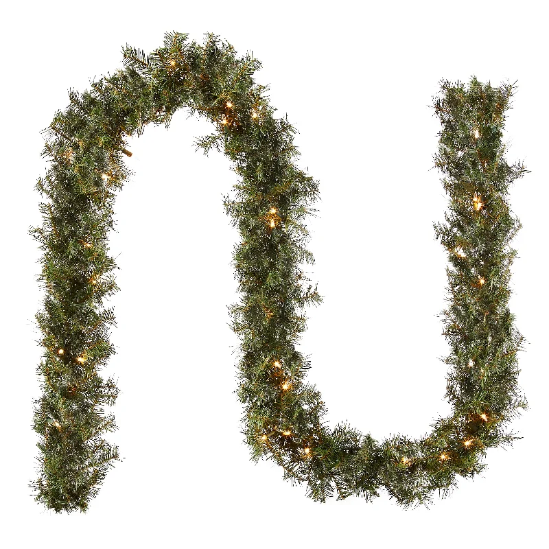 9 ft. Pre-Lit Norwood Fir Garland with Clear Lights - 10 in Diameter