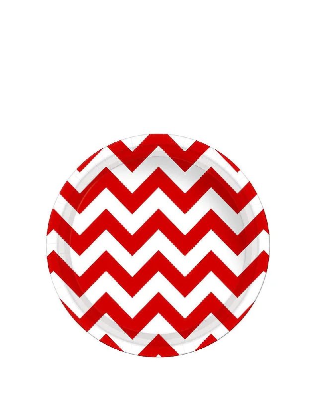 Apple Red Chevron 17cm Paper Plates Pack of 8