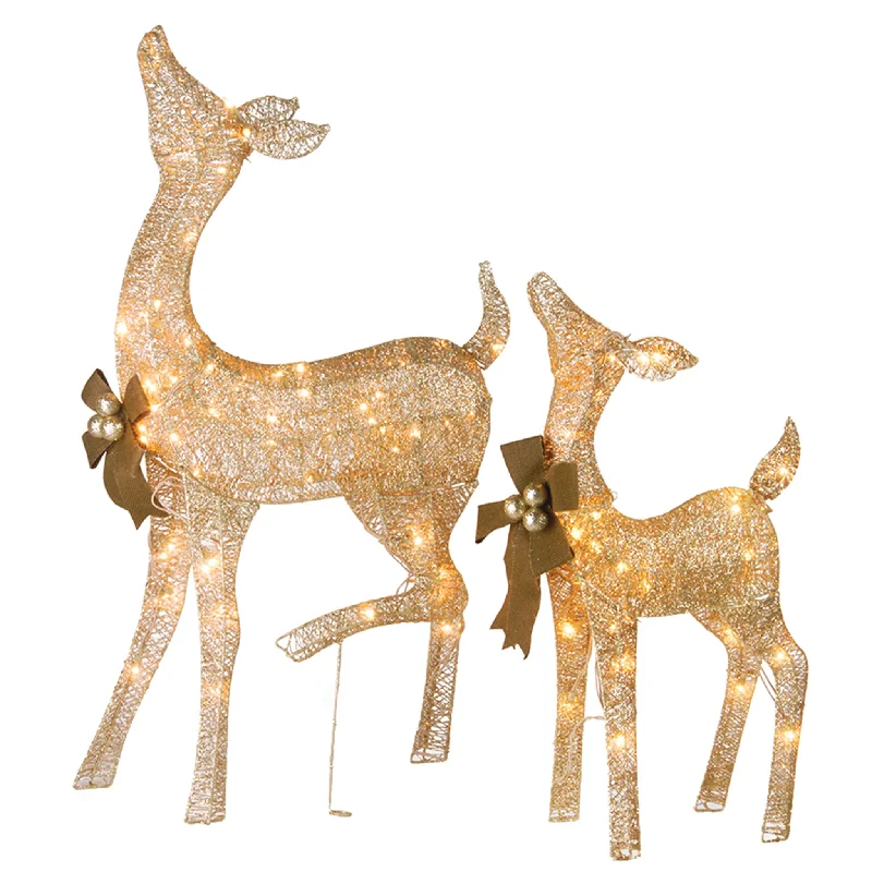 38 in. and 28 in. Pre-Lit Fawn with Doe Decoration