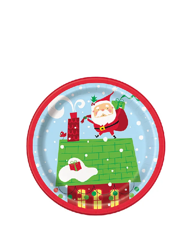 Christmas Colourful Santa 17cm Plates Pack of 8