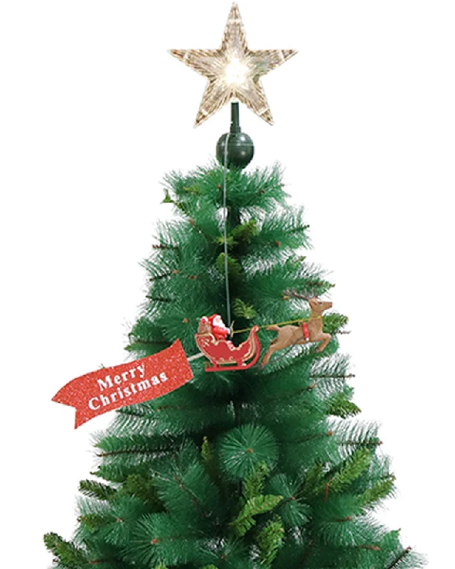 Christmas Flying Santa Sleigh Reindeer Tree Topper