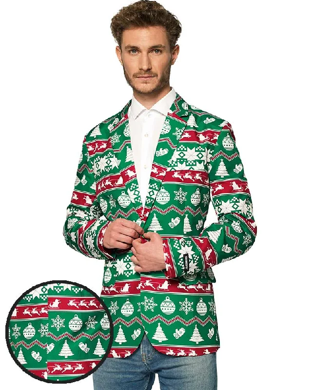 Christmas Green Nordic Mens Suitmeister Jacket