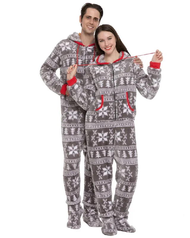 Christmas Grey Snowflake Adults Onesie