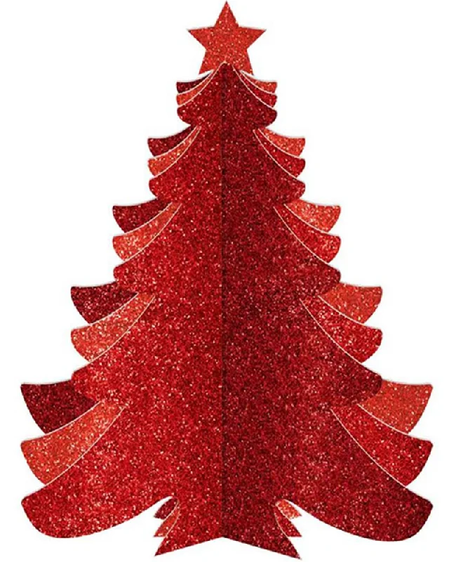 Christmas Red 3D Glitter Tree Decoration