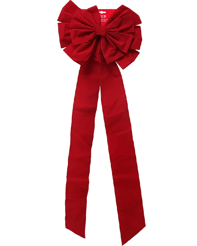 Christmas Red Flocked Jumbo Bow 1.2m