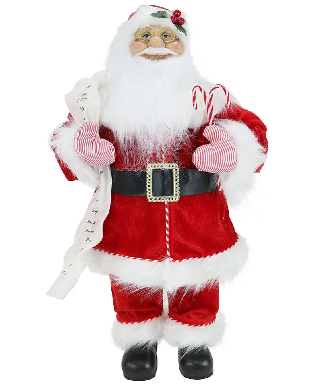 Christmas Santa Figure with Long Plush Candy Trim Suit 60cm