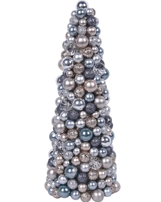 Christmas Silver Glitter Ball Tree 38cm