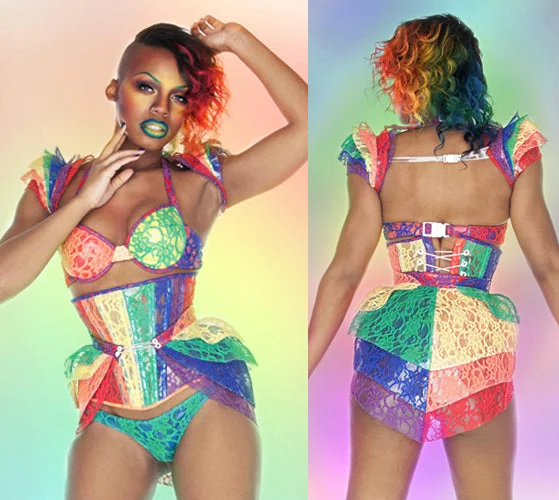 Clear PVC and Rainbow Lace Hip Armour