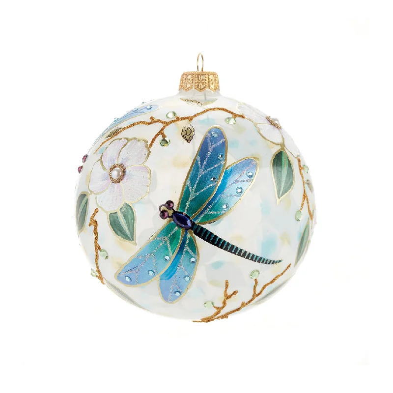 Dragonfly & Blossoms Ball Ornament