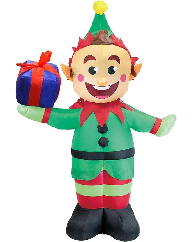 Elf with Present Lawn Inflatable 1.5m