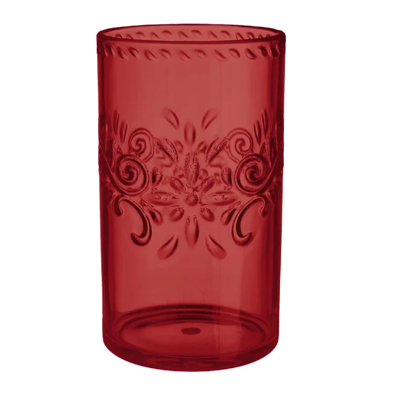 Fiesta Highball Tumbler Dark Red Floral Debossed Finish