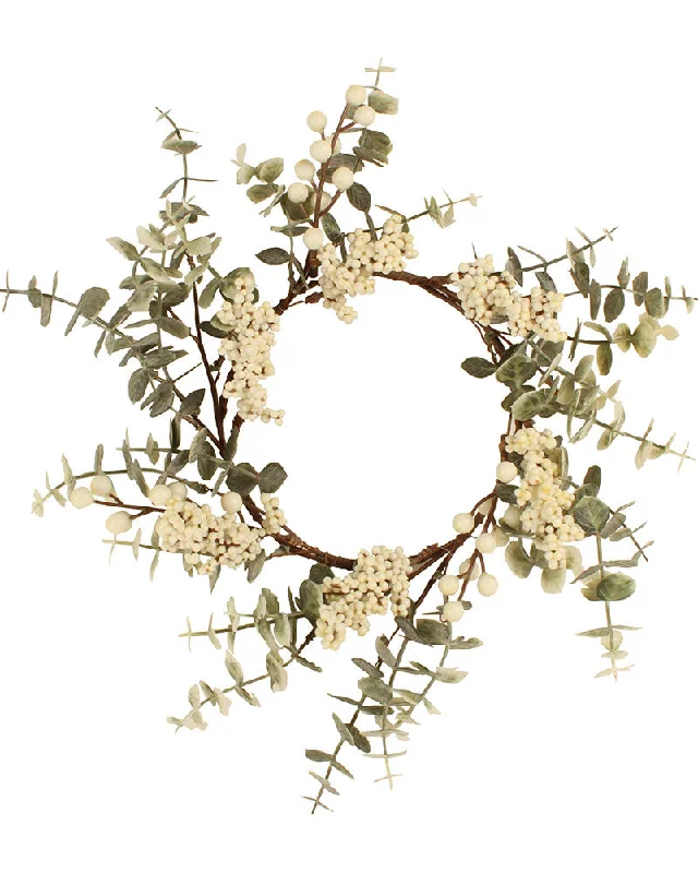 Frosted Eucalyptus With White Berries Mini Christmas Wreath 15cm