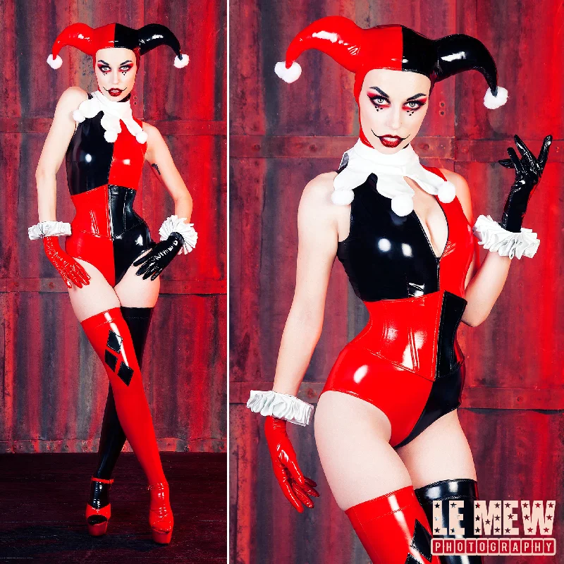 Harley Quinn Gloves with White Cuffs