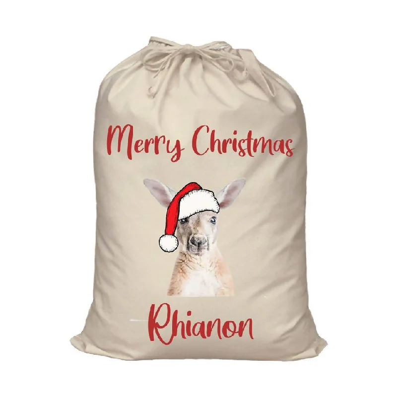 Kangaroo in Santa Hat Personalised Santa Sack