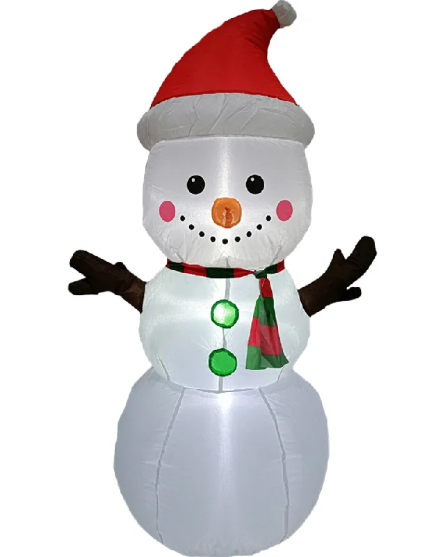 LED Snowman with Santa Hat Lawn Inflatable 1.2m