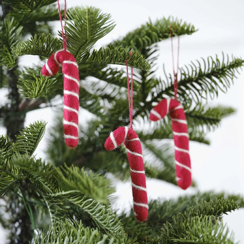 Merry Little Christmas Felt Candy Cane Decorations