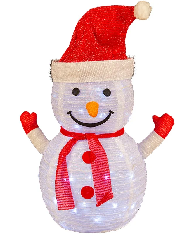 Mesh Tinsel Snowman Lawn Decoration with Christmas LEDs 70cm